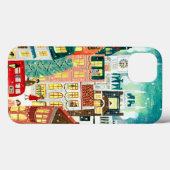 Illustratieve Londense stad in de sneeuw met Kerst Case-Mate iPhone Case (Achterkant (horizontaal))