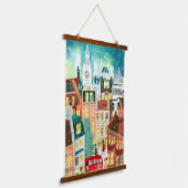 Illustratieve Londense stad in de sneeuwkerst Hangend Wandkleed (Gebogen)