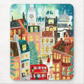 Illustratieve Londense stad in de sneeuwkerst Muismat (Voorkant)