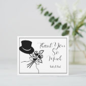 Illustratieve minimalistische B/W-Bedankt voor wed Briefkaart (Staand voorkant)