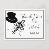 Illustratieve minimalistische B/W-Bedankt voor wed Briefkaart (Voorkant)