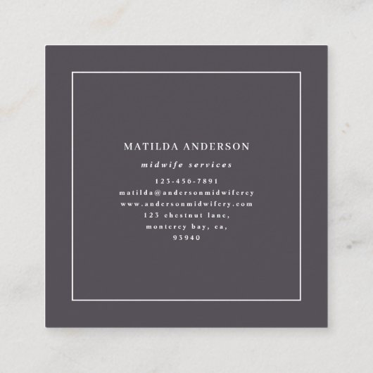 Illustratieve moedervlek: kleurrijk + bloem-vroedv vierkante visitekaartje (Achterkant)