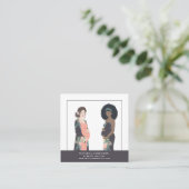 Illustratieve moedervlek: kleurrijk + bloem-vroedv vierkante visitekaartje (Staand voorkant)