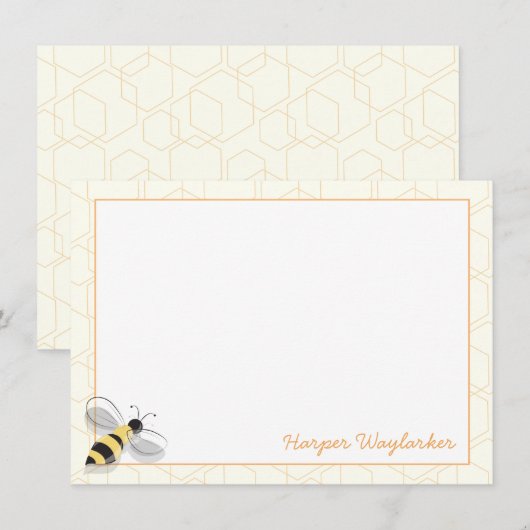 Illustratieve naam van de "Flying Bee Animal Bug"  Notitiekaartje (Voorkant / Achterkant)