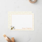 Illustratieve naam van de "Flying Bee Animal Bug"  Notitiekaartje (Voorkant / Achterkant in situ)