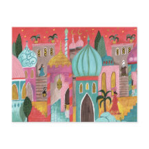 Illustratieve oosterse stad religieus Kerstmis Hol