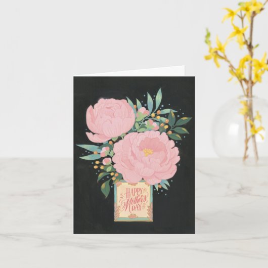 Illustratieve Peony-Moederdag Kaart (Gele Bloem)