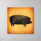 Illustratieve pig Rustic Art Canvas Afdruk (Voorkant)