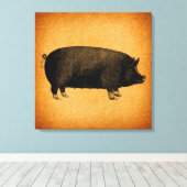 Illustratieve pig Rustic Art Canvas Afdruk (Insitu (Houten vloer))