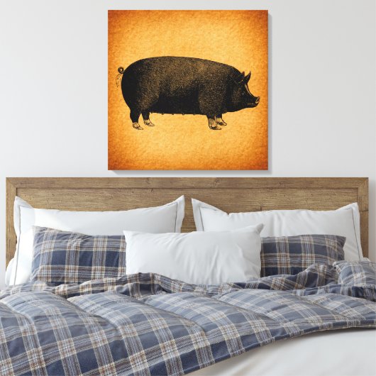 Illustratieve  pig Rustic Art Canvas Afdruk (Insitu (Slaapkamer))