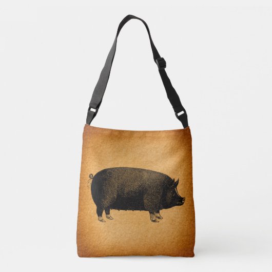 Illustratieve  pig Rustic Art Crossbody Tas (Achterkant)