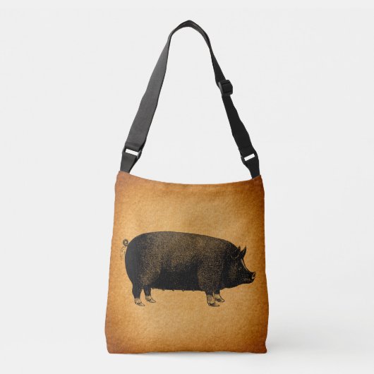 Illustratieve pig Rustic Art Crossbody Tas (Voorkant)