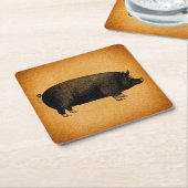 Illustratieve pig Rustic Art Kartonnen Onderzetters (Schuin)