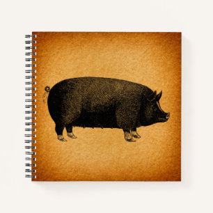 Illustratieve  pig Rustic Art Notitieboek