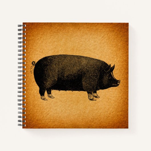 Illustratieve pig Rustic Art Notitieboek (Voorkant)