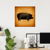 Illustratieve  pig Rustic Art Poster (Thuiskantoor)