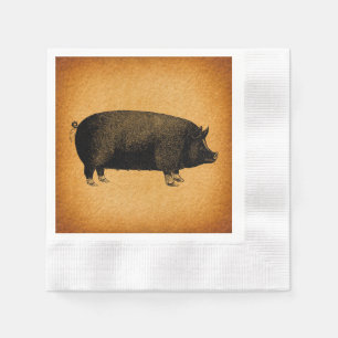Illustratieve  pig Rustic Art Servet