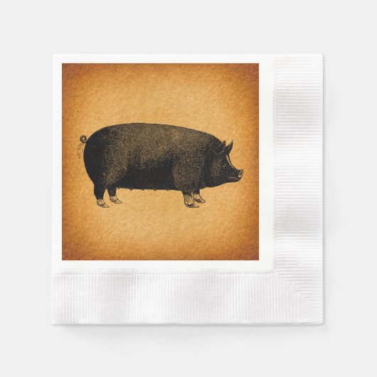 Illustratieve  pig Rustic Art Servet (Voorkant)