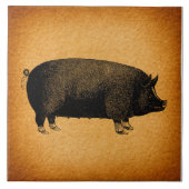 Illustratieve  pig Rustic Art Tegeltje (Voorkant)