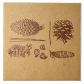 Illustratieve pijnbomen Pinecone Art Tegeltje (Voorkant)