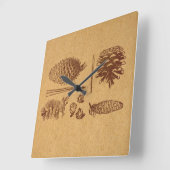 Illustratieve pijnbomen  Pinecone Art Vierkante Klok (Hoek)