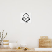 Illustratieve Poster van een Schattelijke Eend (Keuken)