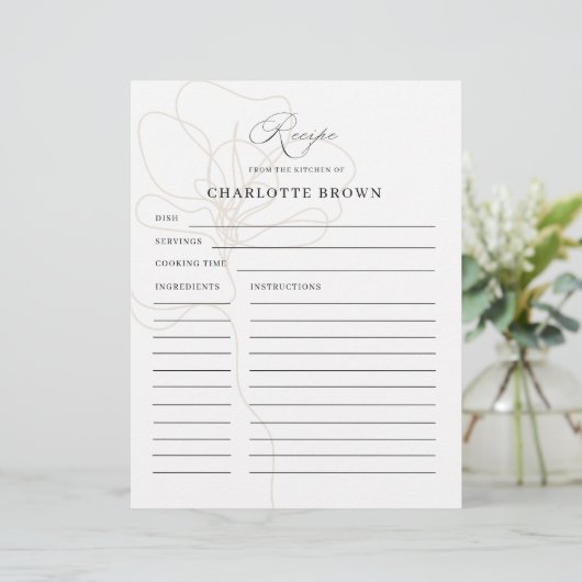 Illustratieve Roos naam ontvangstkaart (Staand voorkant)