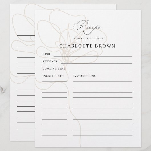 Illustratieve Roos naam ontvangstkaart (Voorkant / Achterkant)