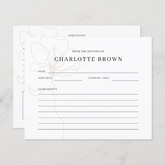 Illustratieve Roos naam ontvangstkaart (Voorkant / Achterkant)