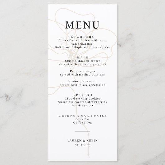 Illustratieve Roos-weddenschapskaart Menu (Voorkant)