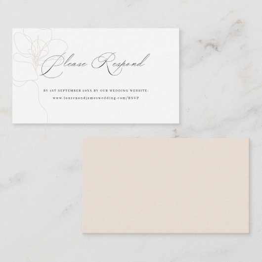 Illustratieve Roos Wedding Website RSVP Informatiekaartje (Voorkant / Achterkant)