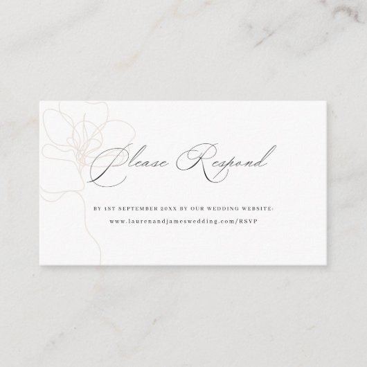 Illustratieve Roos Wedding Website RSVP Informatiekaartje (Voorkant)