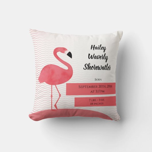 Illustratieve roze flamingo Animal Birth Pillow Na Kussen (Voorkant)