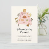 Illustratieve Thanksgiving Uitnodiging (Staand voorkant)