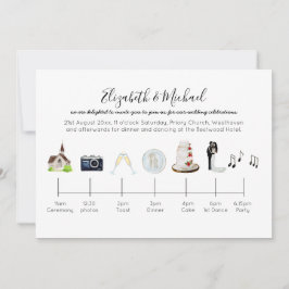 Illustratieve tijdlijn voor Waterverf Church Weddi Kaart