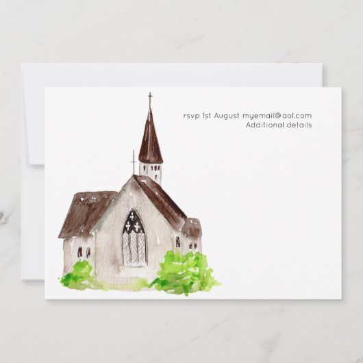 Illustratieve tijdlijn voor Waterverf Church Weddi Kaart (Achterkant)