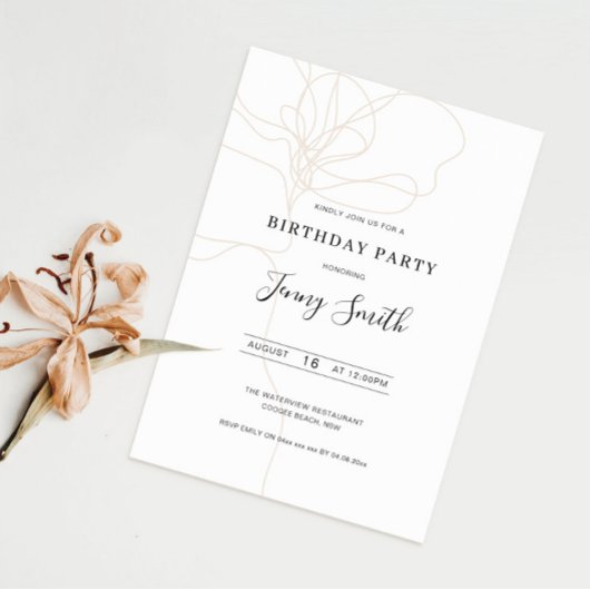 Illustratieve uitnodiging voor line art-verjaardag