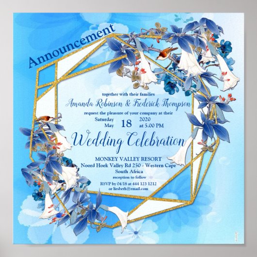Illustratieve Waterverf Moon-flower Wedding Poster (Voorkant)