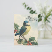 illustratievogel winter kerstkaart feestdagenkaart (Staand voorkant)