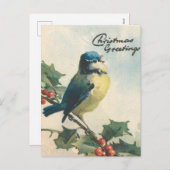 illustratievogel winter kerstkaart feestdagenkaart (Voorkant / Achterkant)