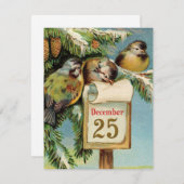  illustratievogels schattige kerstkaart (Voorkant / Achterkant)