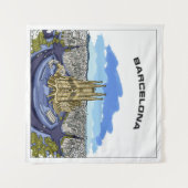 Illustratiewandtapijt Barcelona Wandkleed (Voorkant (horizontaal))