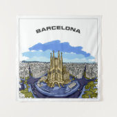 Illustratiewandtapijt Barcelona Wandkleed (Voorkant)