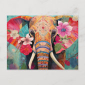 Illustration bunter Elefant mit Blumen Briefkaart (Voorkant)