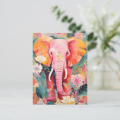 Illustration bunter Elefant mit Blumen Briefkaart (Staand voorkant)