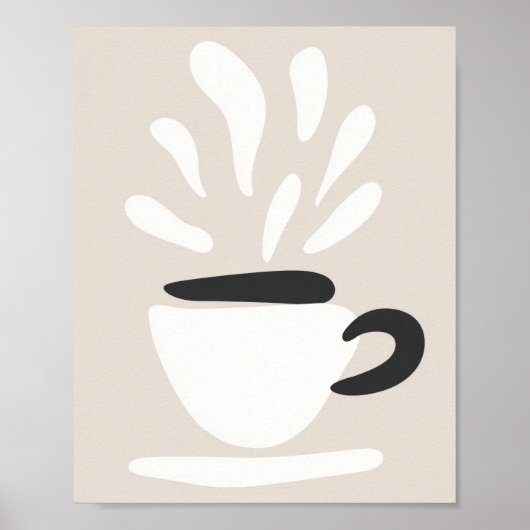 Illustration Cup of Steaming Coffee Boho Style Poster (Voorkant)