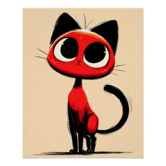 Illustration einer Fantasie Katze mit großen Augen Perfect Poster