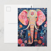 Illustration Elefant mit Blumen Briefkaart (Voorkant / Achterkant)