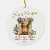Illustration First Christmas Family of Three Keramisch Ornament (Voorkant)