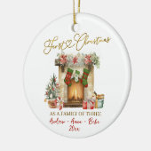 Illustration First Christmas Family of Three Keramisch Ornament (Links)